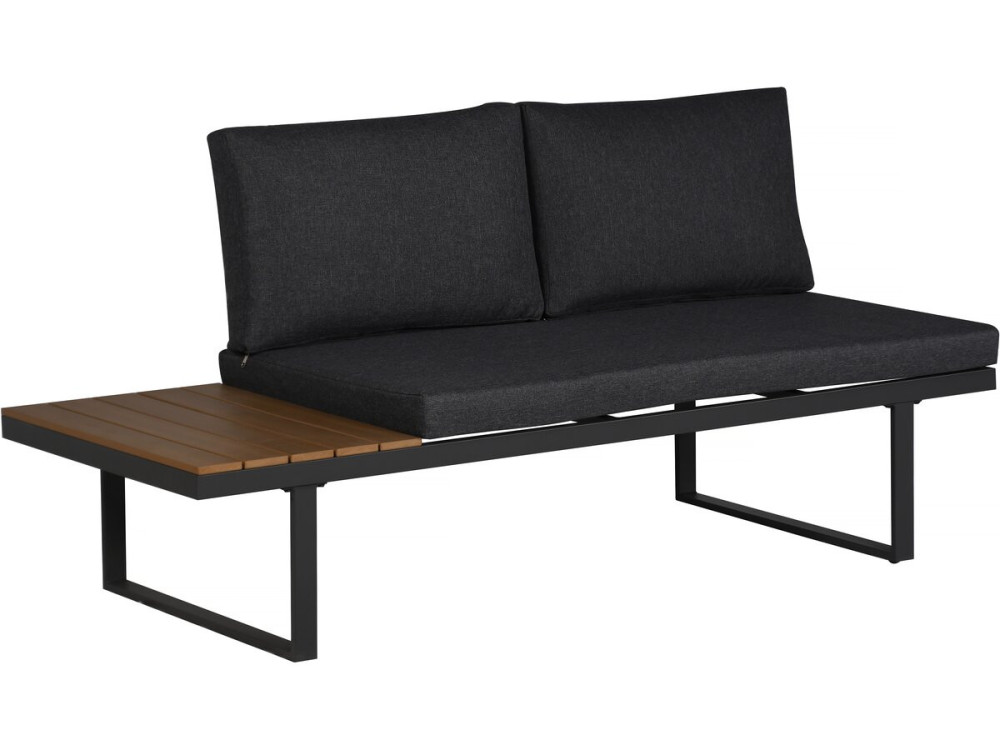 Set di mobili da giardino "Sylva" divano angolare modulare, finitura in finto legno - 4 posti - Grigio