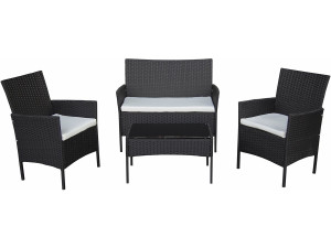 Set di mobili da giardino in resina intrecciata "Toronto" - 4 posti - Nero