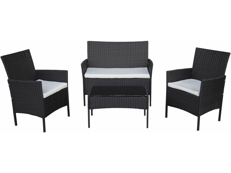 Set di mobili da giardino in resina intrecciata "Toronto" - 4 posti - Nero