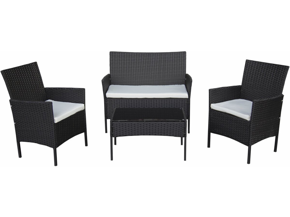 Set di mobili da giardino in resina intrecciata "Toronto" - 4 posti - Nero