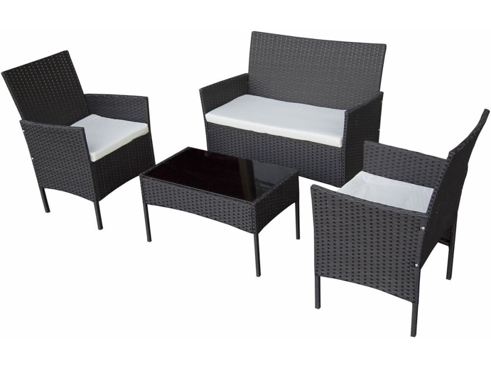 Set di mobili da giardino in resina intrecciata "Toronto" - 4 posti - Nero