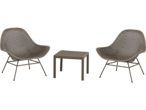 Set di 2 poltrone da giardino "Soléna" con tavolino - Taupe