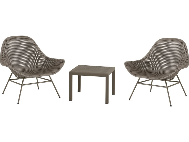 Set di 2 poltrone da giardino "Soléna" con tavolino - Taupe