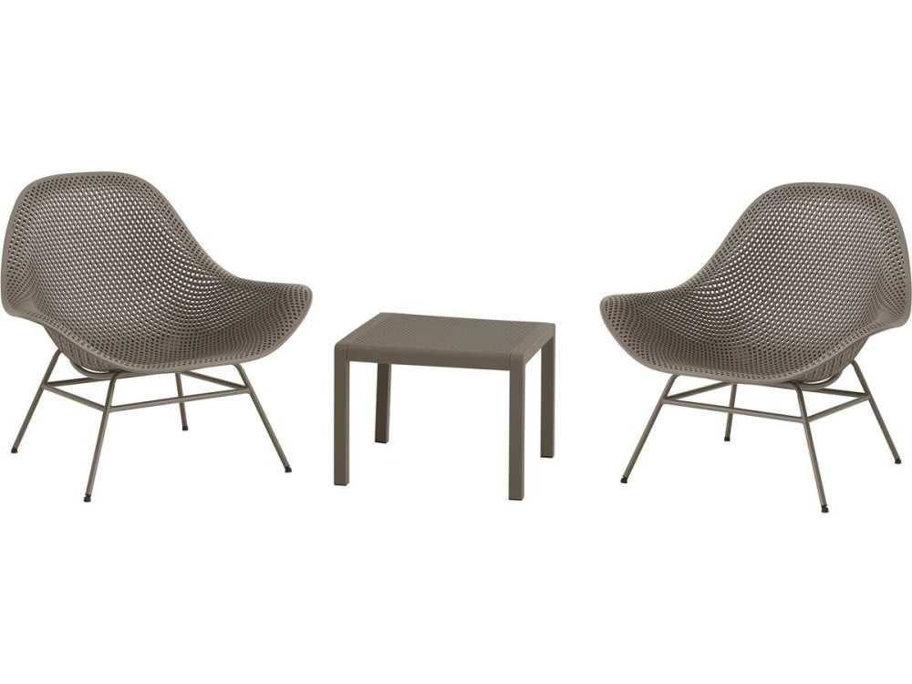 Set di 2 poltrone da giardino "Soléna" con tavolino - Taupe