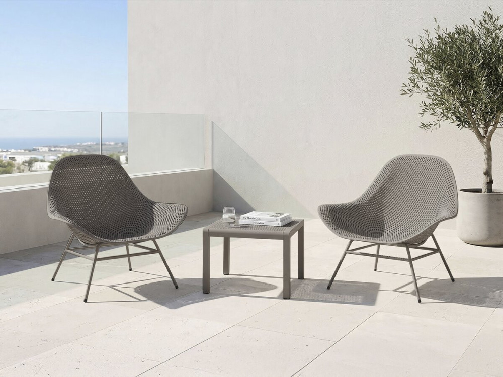Set di 2 poltrone da giardino "Soléna" con tavolino - Taupe