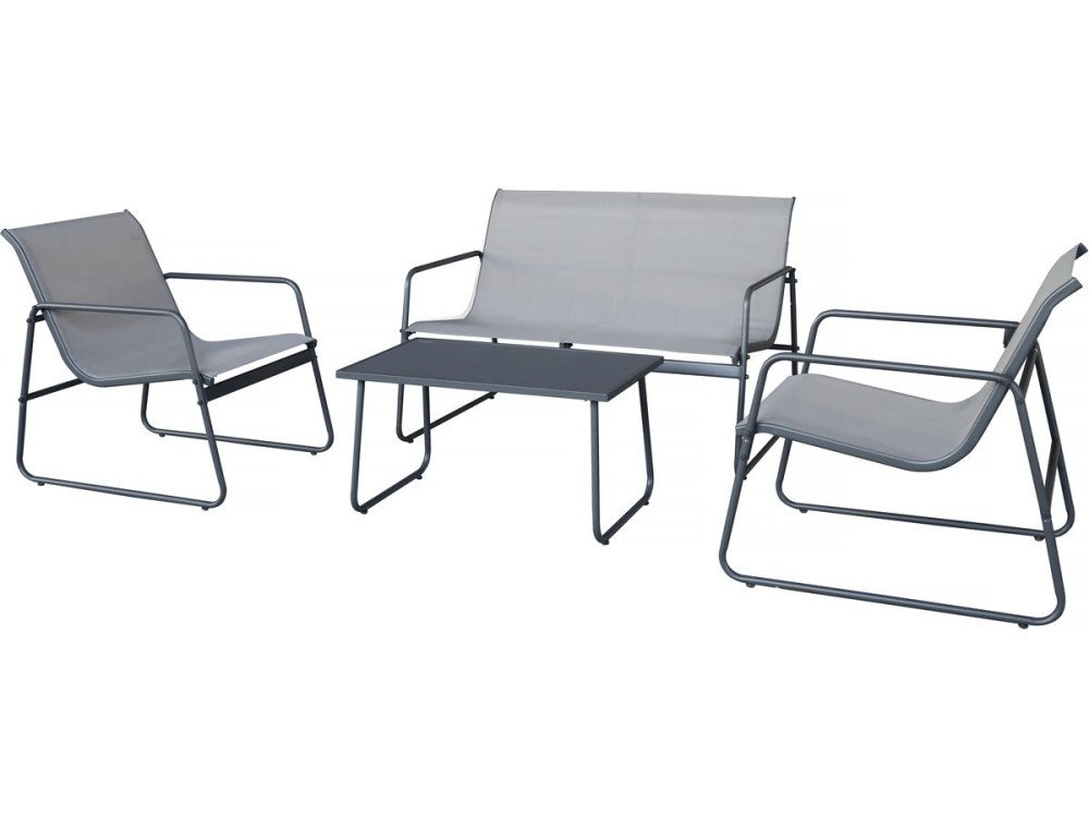 Set di mobili da giardino in metallo "Fortaleza" - 4 posti - Grigio chiaro