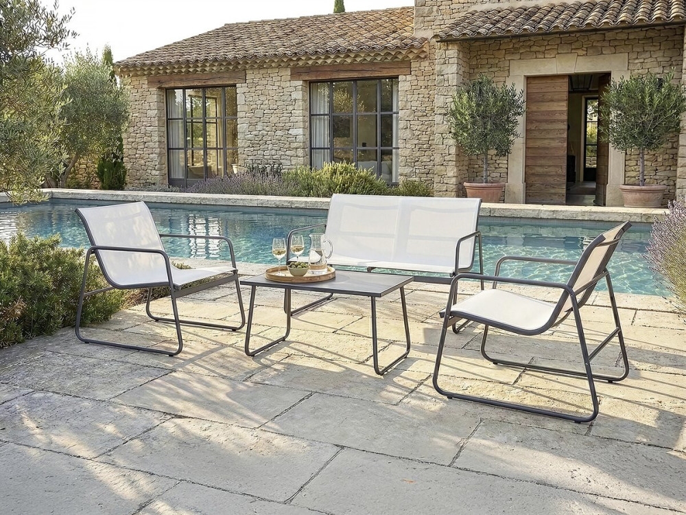 Set di mobili da giardino in metallo "Fortaleza" - 4 posti - Beige