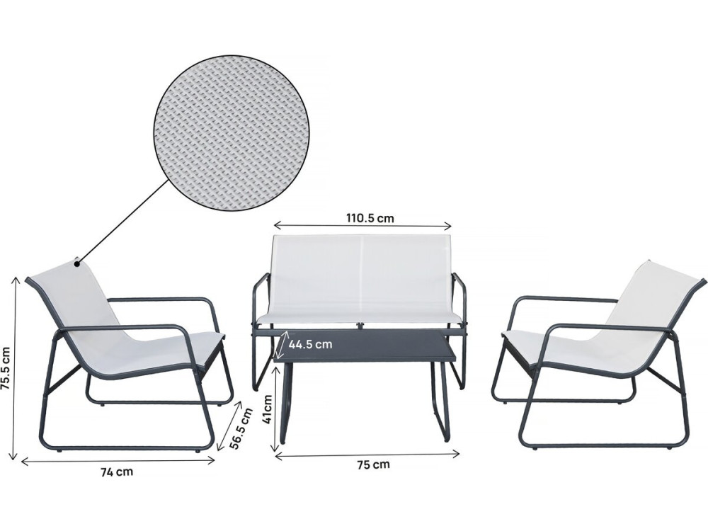 Set di mobili da giardino in metallo "Fortaleza" - 4 posti - Beige