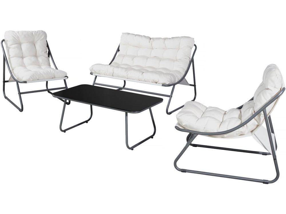 Set di mobili da giardino in metallo "Aria" con cuscini - 4 posti - Beige