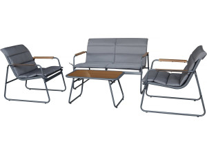 Set di mobili da giardino "Bastia" con cuscini in metallo - 4 posti - Grigio