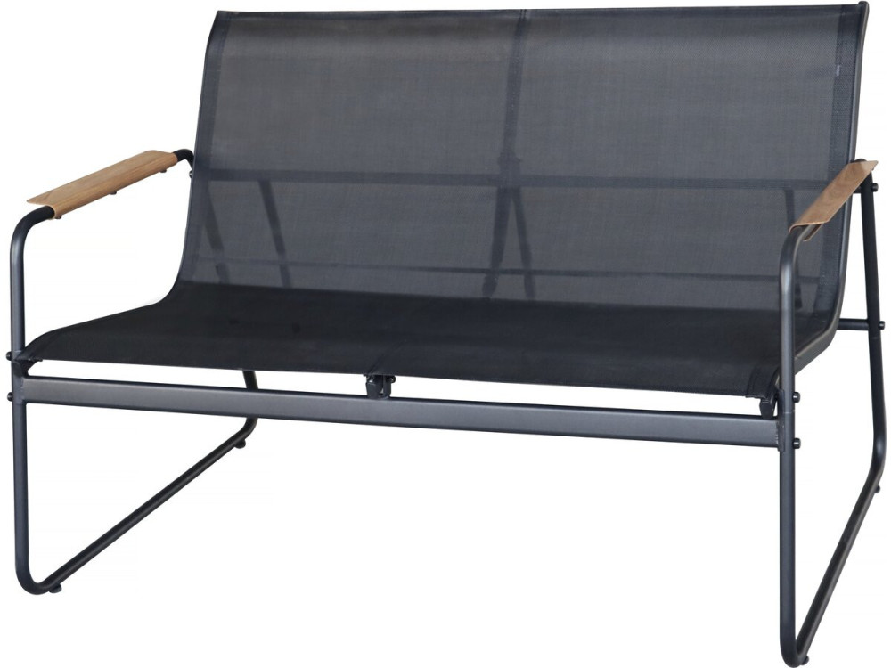 Set di mobili da giardino in metallo "Sparta" con decori in finto legno - 4 posti - Nero