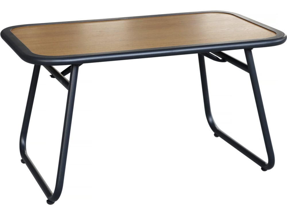 Set di mobili da giardino in metallo "Sparta" con decori in finto legno - 4 posti - Nero
