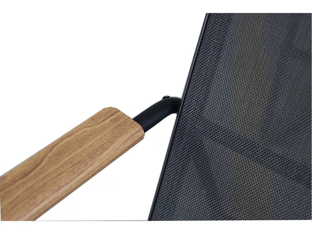 Set di mobili da giardino in metallo "Sparta" con decori in finto legno - 4 posti - Nero