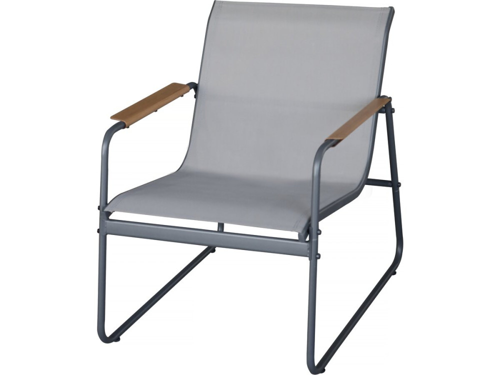 Set di mobili da giardino in metallo "Sparta" con decoro in finto legno - 4 posti - Grigio chiaro