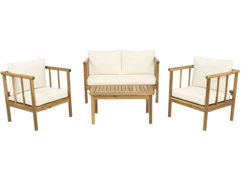 Set di mobili da giardino in legno "Milano" con cuscini - 4 posti - Beige