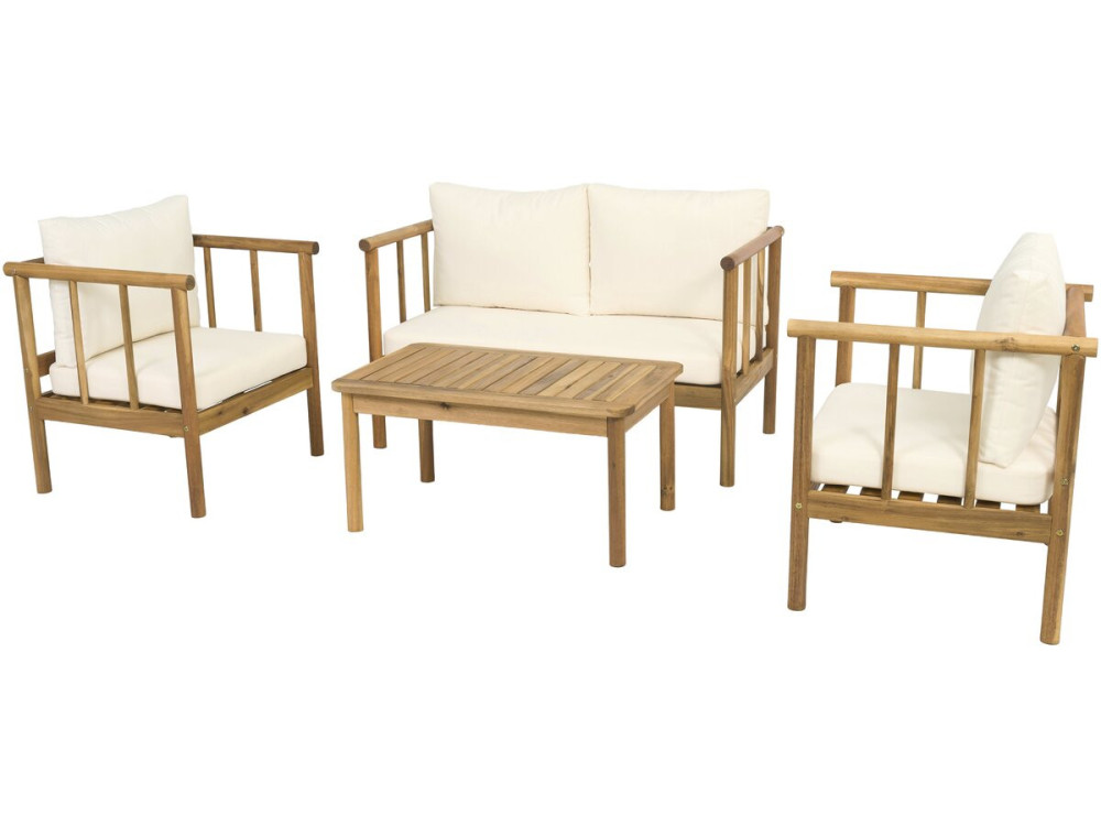 Set di mobili da giardino in legno "Milano" con cuscini - 4 posti - Beige