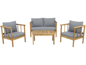 Set di mobili da giardino in legno "Milano" con cuscini - 4 posti - Grigio