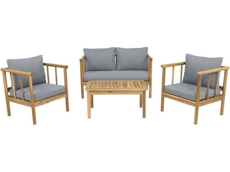 Set di mobili da giardino in legno "Milano" con cuscini - 4 posti - Grigio