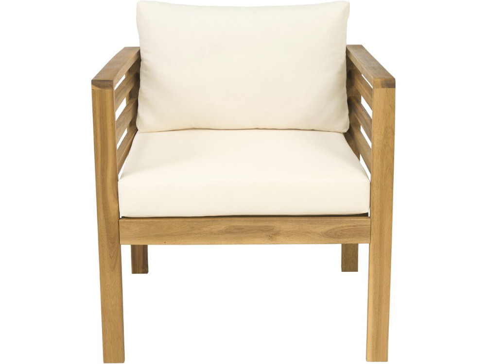 Set di mobili da giardino in legno "Beckham" con cuscini - 4 posti - Beige