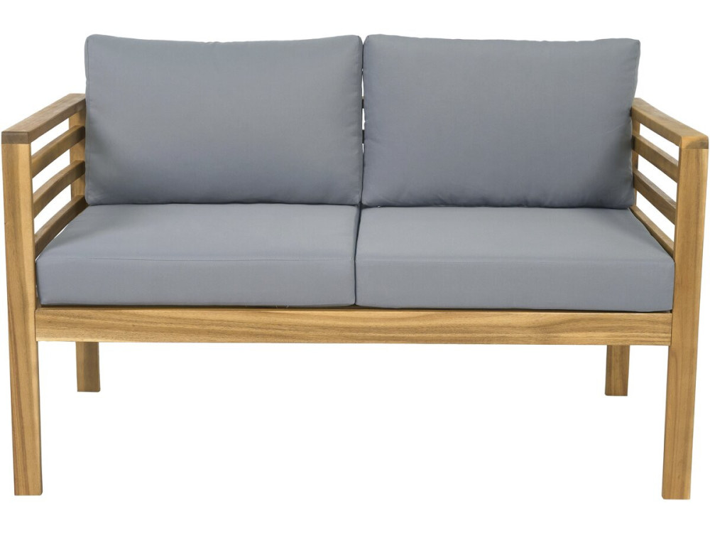 Set di mobili da giardino in legno con cuscini "Beckham" - 4 posti - Grigio