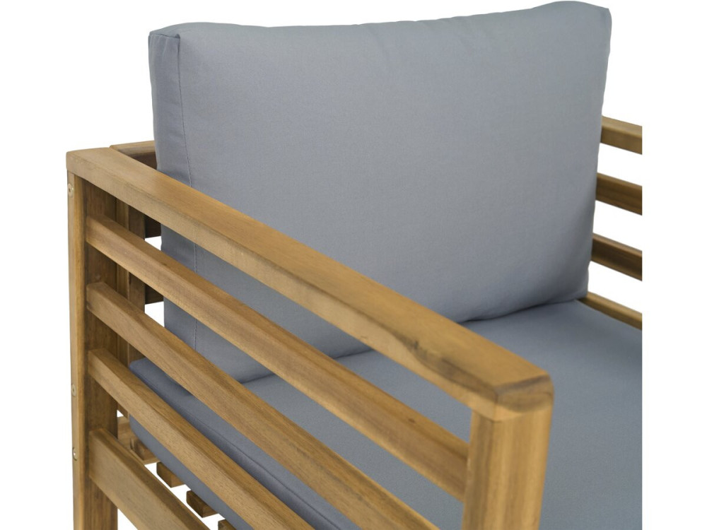 Set di mobili da giardino in legno con cuscini "Beckham" - 4 posti - Grigio