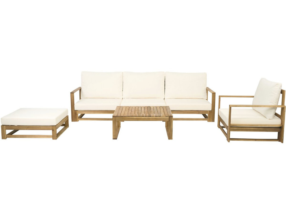 Set di mobili da giardino modulari in legno "Bellingham" con cuscini - 5 posti - Beige