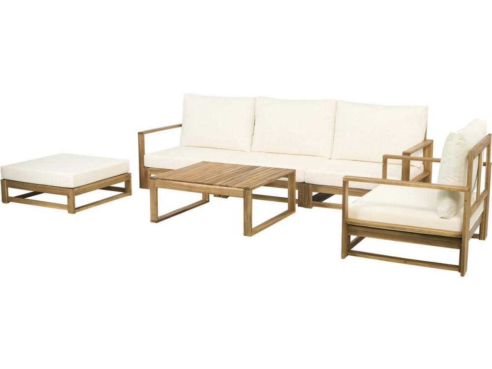 Set di mobili da giardino modulari in legno "Bellingham" con cuscini - 5 posti - Beige