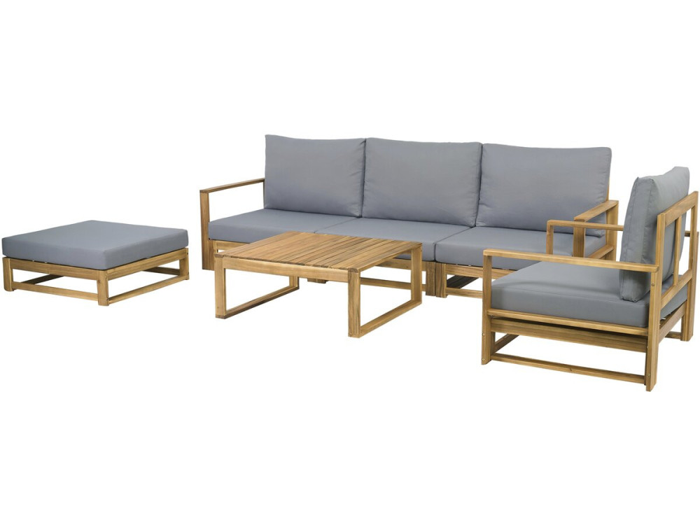 Set di mobili da giardino in legno di acacia con cuscini "Bellingham" - 5 posti - Grigio