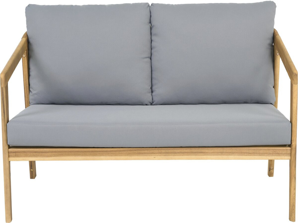 Set di mobili da giardino in legno "Presley" con cuscini - 4 posti - Grigio