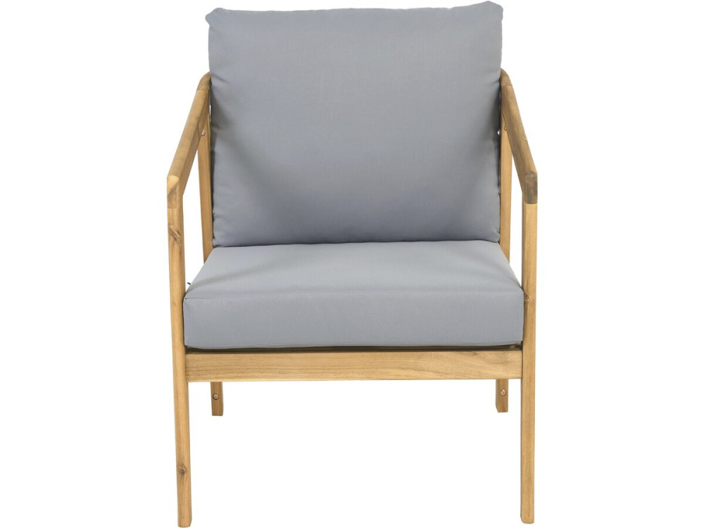 Set di mobili da giardino in legno "Presley" con cuscini - 4 posti - Grigio