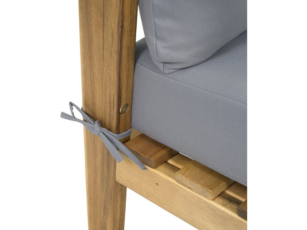 Set di mobili da giardino in legno "Presley" con cuscini - 4 posti - Grigio