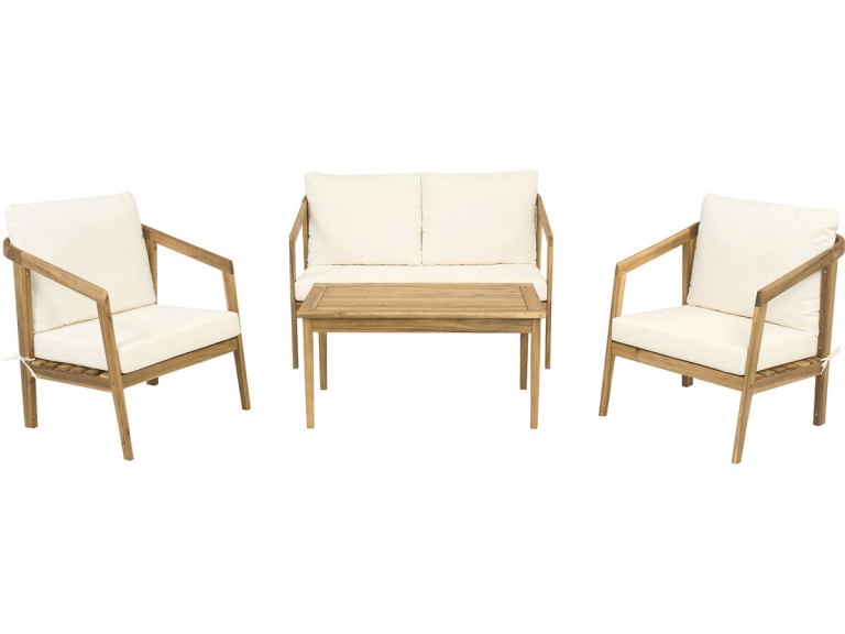 Set di mobili da giardino in legno di acacia con cuscini "Presley" - 4 posti - Beige