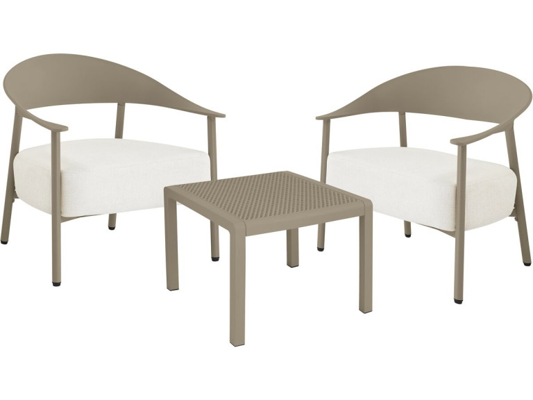 Set di mobili da giardino in metallo e plastica "Céora" - 2 posti - Taupe