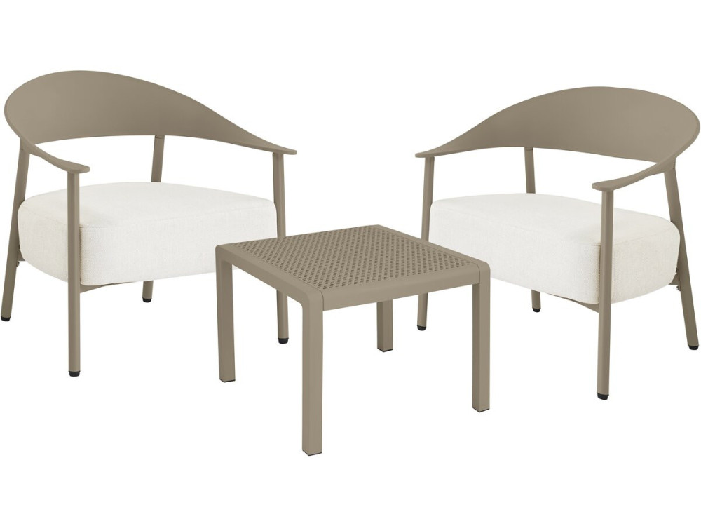 Set di mobili da giardino in metallo e plastica "Céora" - 2 posti - Taupe