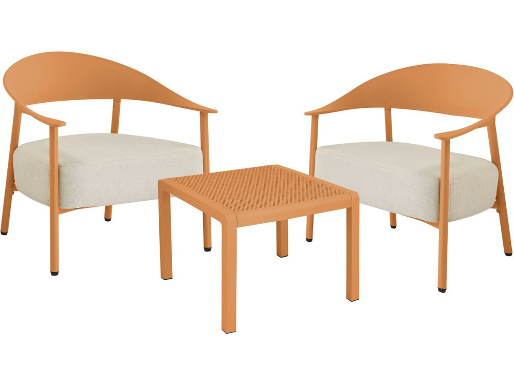 Set di mobili da giardino in metallo e plastica "Céora" - 2 posti - Arancione