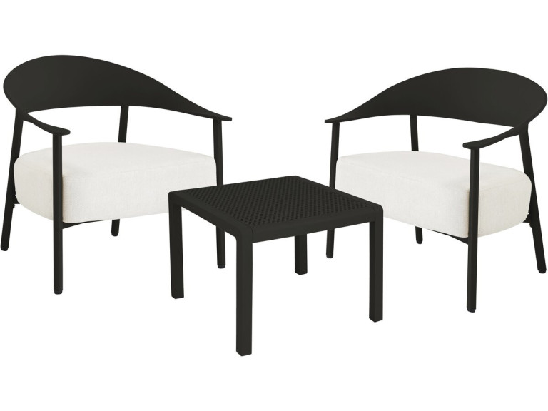 Set di mobili da giardino in metallo e plastica "Céora" - 2 posti - Nero