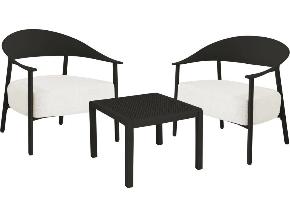 Set di mobili da giardino in metallo e plastica "Céora" - 2 posti - Nero