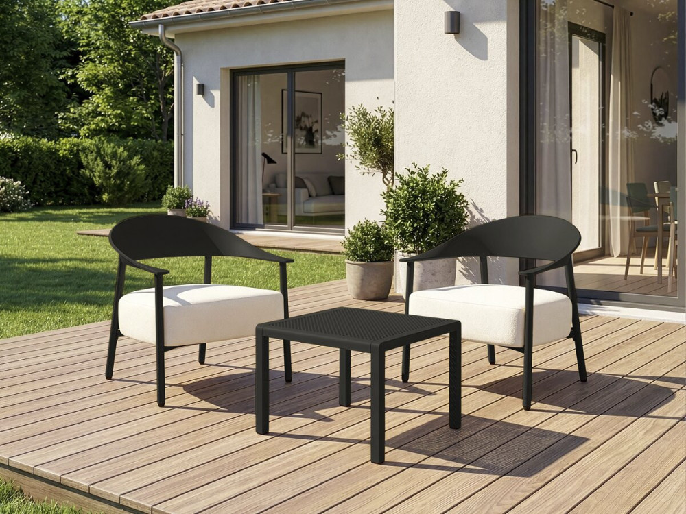 Set di mobili da giardino in metallo e plastica "Céora" - 2 posti - Nero