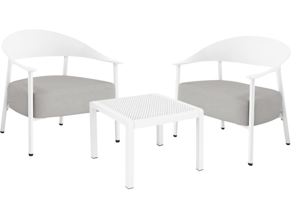 Set di mobili da giardino in metallo e plastica "Céora" - 2 posti - Bianco