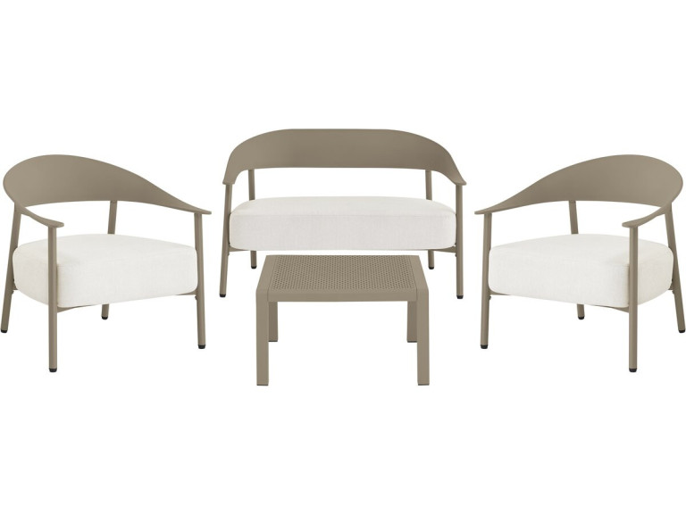 Set di mobili da giardino in metallo e plastica "Céora" - 4 posti - Taupe