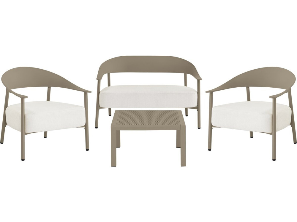 Set di mobili da giardino in metallo e plastica "Céora" - 4 posti - Taupe