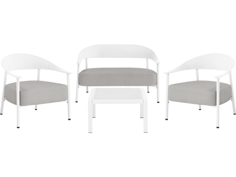 Set di mobili da giardino in metallo e plastica "Céora" - 4 posti - Bianco