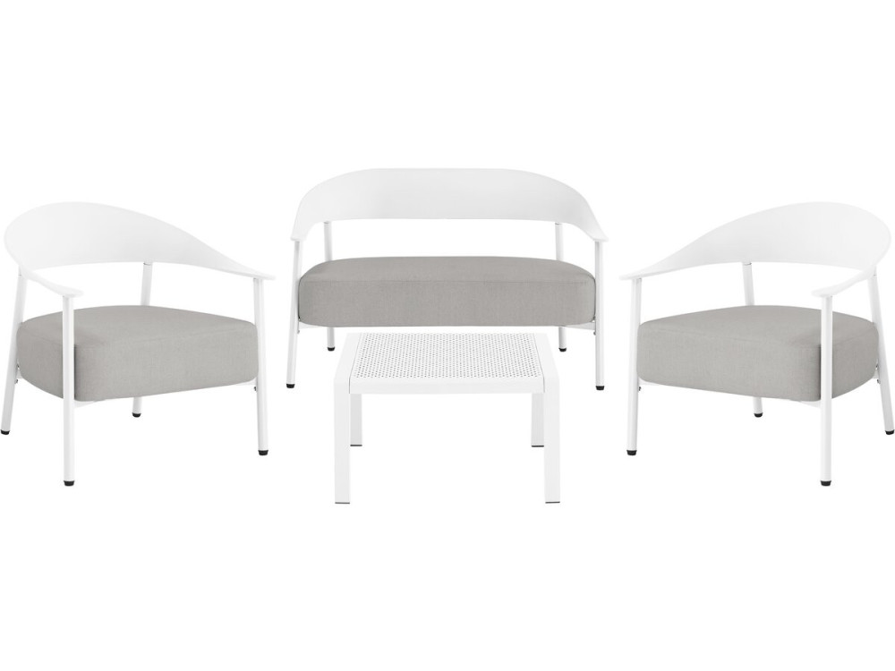 Set di mobili da giardino in metallo e plastica "Céora" - 4 posti - Bianco