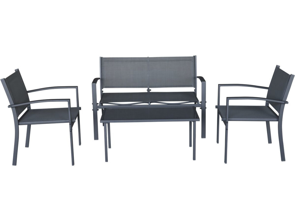 Set di mobili da giardino in metallo "Lino II" - 4 posti - Nero