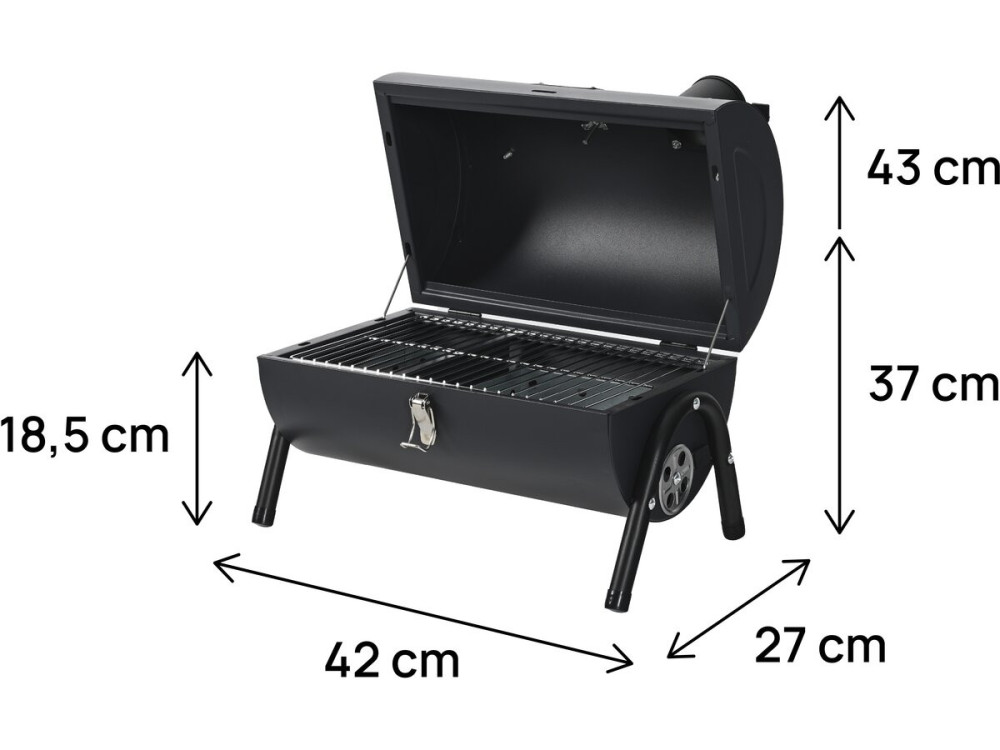 Barbecue a carbonella portatile "Captain" - 42 x 27 x 43 cm - Nero