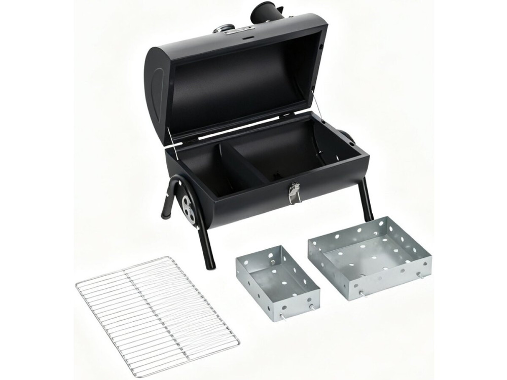 Barbecue a carbonella portatile "Captain" - 42 x 27 x 43 cm - Nero