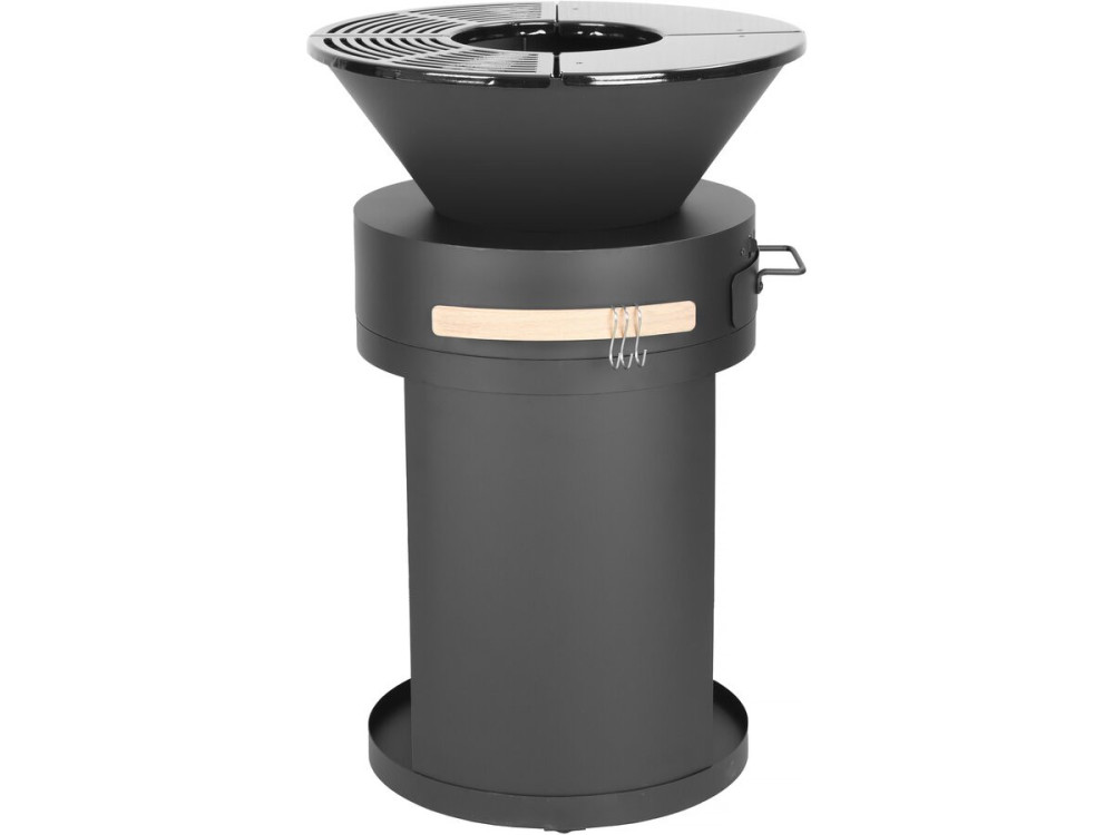 Barbecue/braciere a carbone e legna "Cesar" - 49 x 49 x 92 cm - Nero