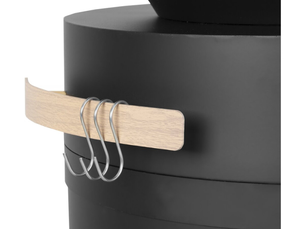 Barbecue/braciere a carbone e legna "Cesar" - 49 x 49 x 92 cm - Nero