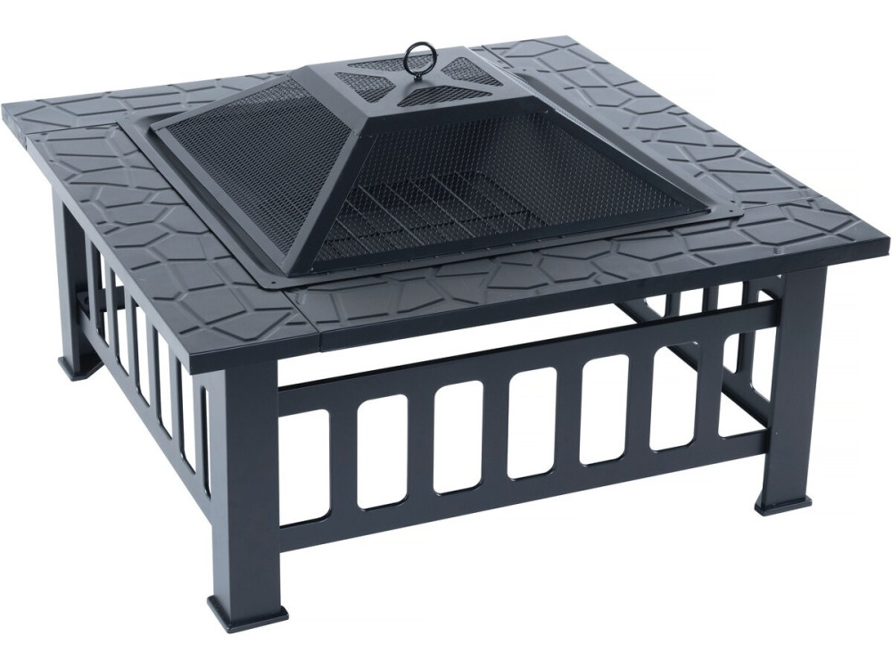 Braciere barbecue 3 in 1 con copertura anti-brace "Flaméo" - Nero