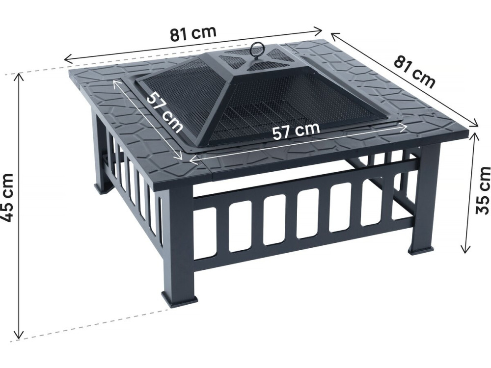 Braciere barbecue 3 in 1 con copertura anti-brace "Flaméo" - Nero